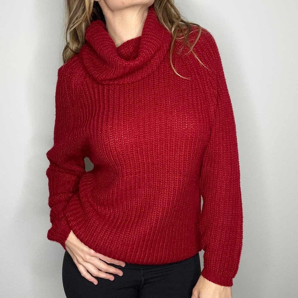 Red Knit Turtleneck Sweater
